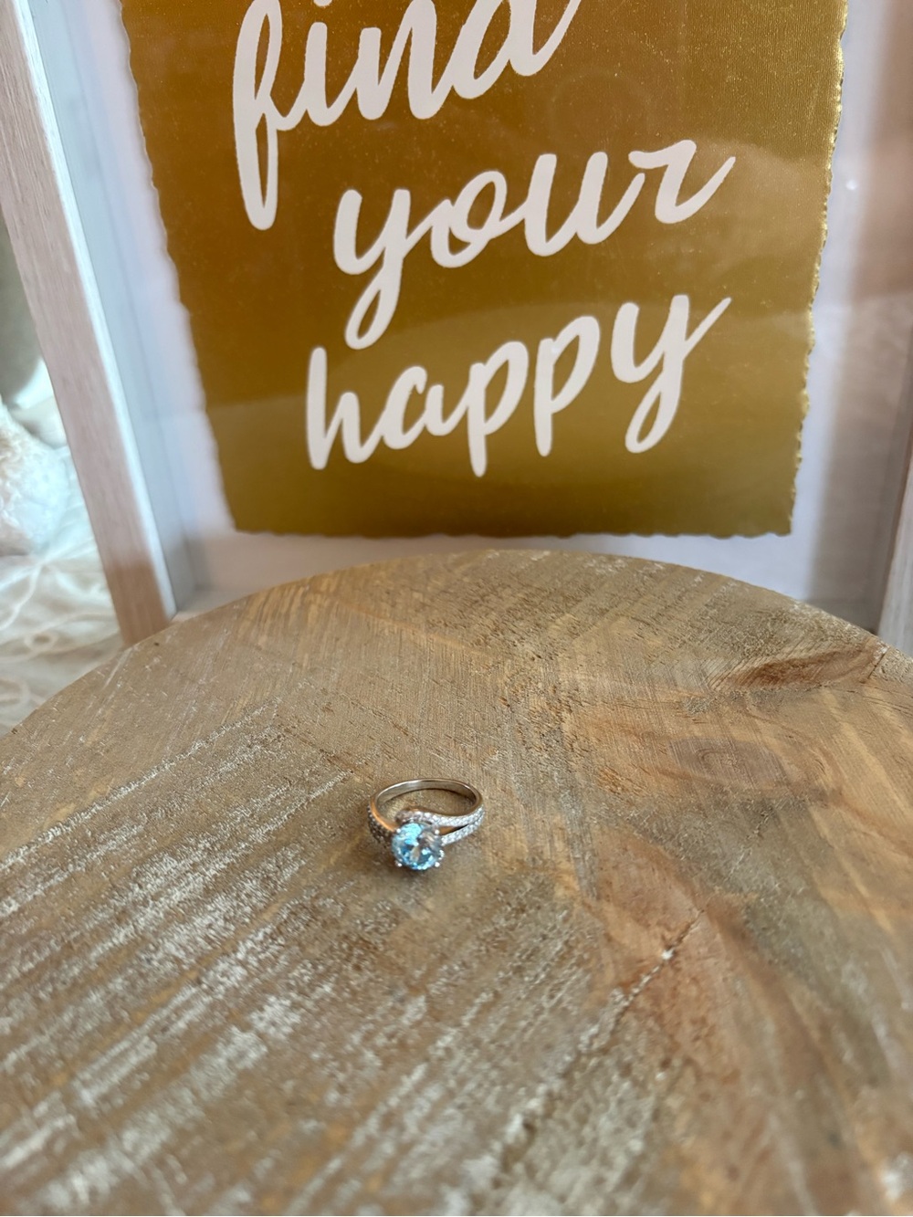Sky blue Aquamarine Halo Ring in 925 Sterling Silver